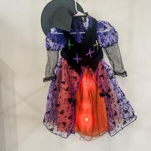 Rubie's‎ Purple & Orange Witch Halloween Costume Dress girls Small 4-6 Light Up